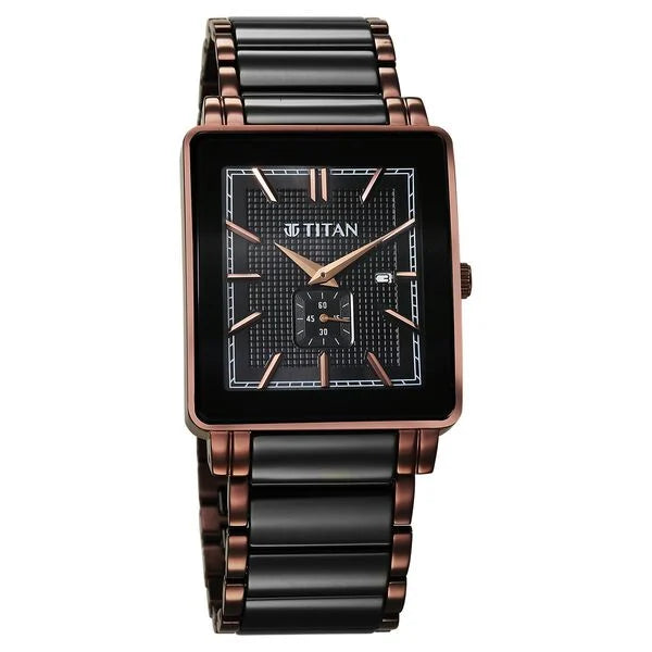 Titan Regalia Shaped Ceramic Quartz Analog Watch For Men - 90013KD06 - KRISHNA WATCH COMPANY