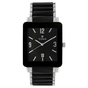 Titan Black Dial Two Toned Steel & Ceramic Strap Watch NL90013SD02 (DE138) - KRISHNA WATCH COMPANY