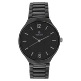 Titan Black Dial Black Ceramic Strap Watch  90014KC01