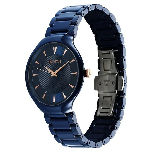 Titan Regalia Ceramics Quartz Analog Blue Dial Blue Color Ceramic Stra KRISHNA WATCH COMPANY