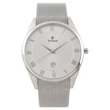 Titan Quartz Analog with Date Silver Dial Stainless Steel Strap Watch for Men NN90054SM01 / 90054SM01