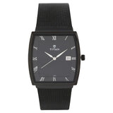 Titan Quartz Analog with Date Black Dial Stainless Steel Strap Watch for Men / 90076NM01