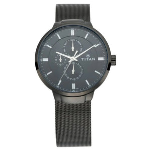 Titan Workwear Black Dial Quartz Multifunction Stainless Steel Strap watch for Men / 90093NM01 - KRISHNA WATCH COMPANY