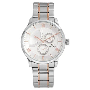 Titan Retrograde White Dial Stainless Steel Strap Watch NP90101KM01 - KRISHNA WATCH COMPANY