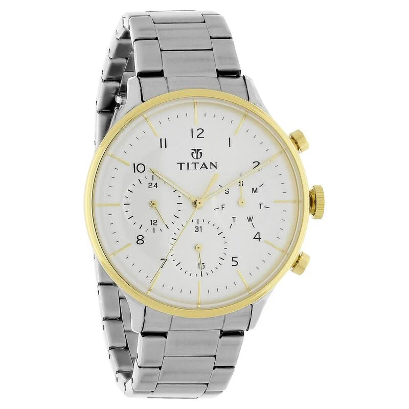 Titan White Dial Quartz watch for Men 90102BM01 - KRISHNA WATCH COMPANY