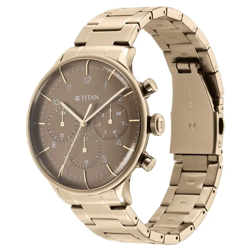 Titan Urban Magic Brown Dial Stainless Steel Strap Watch - 90102QM02 - KRISHNA WATCH COMPANY