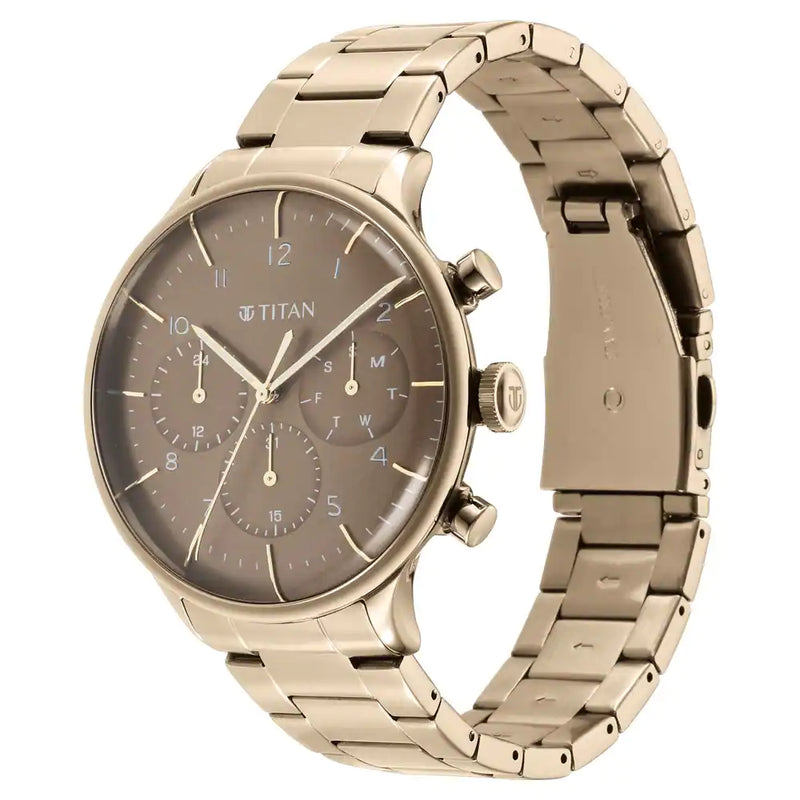 Titan Urban Magic Brown Dial Stainless Steel Strap Watch - 90102QM02 - KRISHNA WATCH COMPANY
