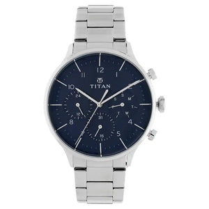 Titan Classique Blue Dial Stainless Steel Strap Watch NP90102SM01 (DH750) - KRISHNA WATCH COMPANY