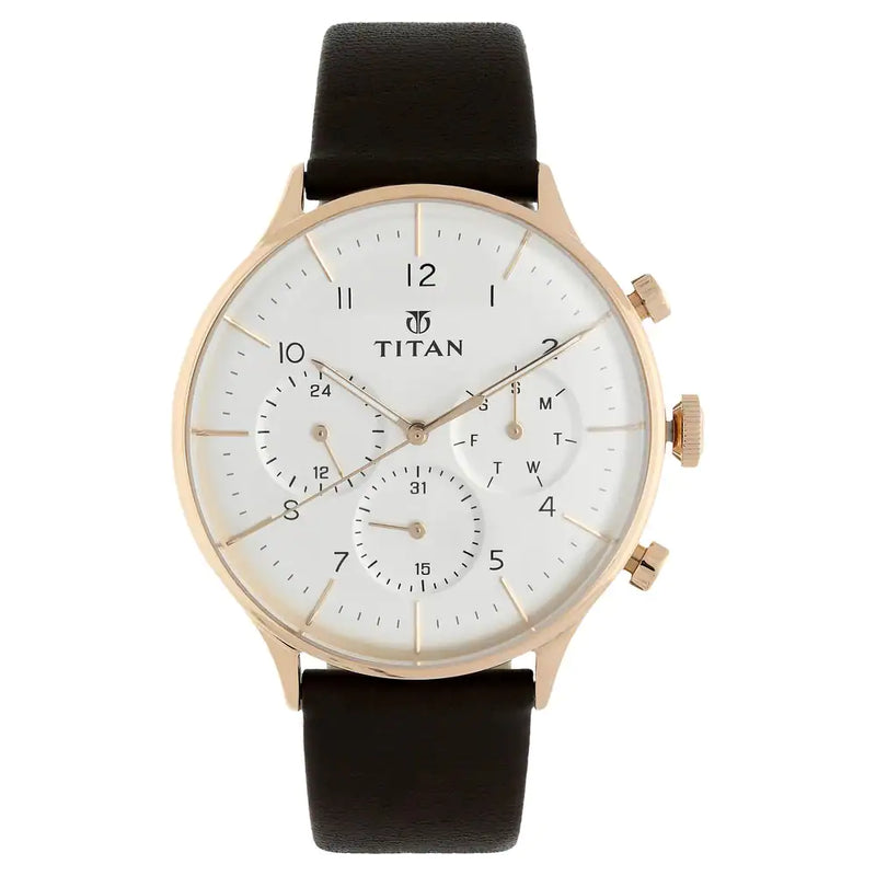 TITAN On Trend White Dial Leather Strap Watch NR90102WL01 - KRISHNA WATCH COMPANY