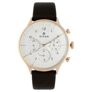 TITAN On Trend White Dial Leather Strap Watch NR90102WL01 - KRISHNA WATCH COMPANY