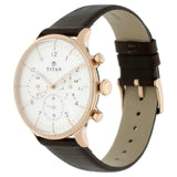 TITAN On Trend White Dial Leather Strap Watch NR90102WL01