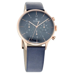 TITAN On Trend Blue Dial Leather Strap Watch NR90102WL02 - KRISHNA WATCH COMPANY