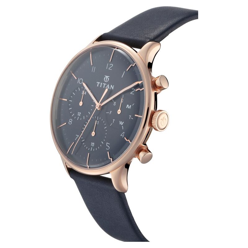 Titan Quartz Multifunction Blue Dial Leather Strap Watch for Men NR90102WL02 / NS90102WL02