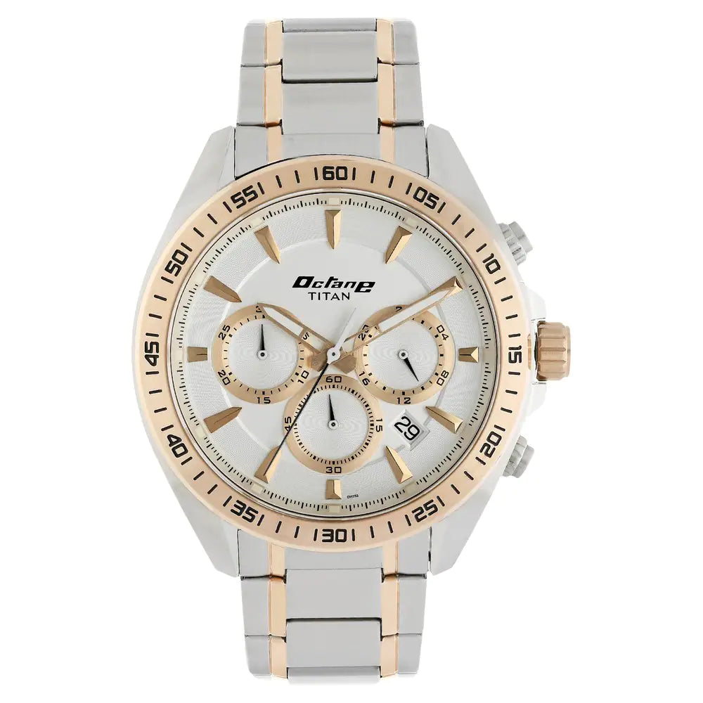 Titan Octane White Dial Stainless Steel Strap Watch 90103KM01