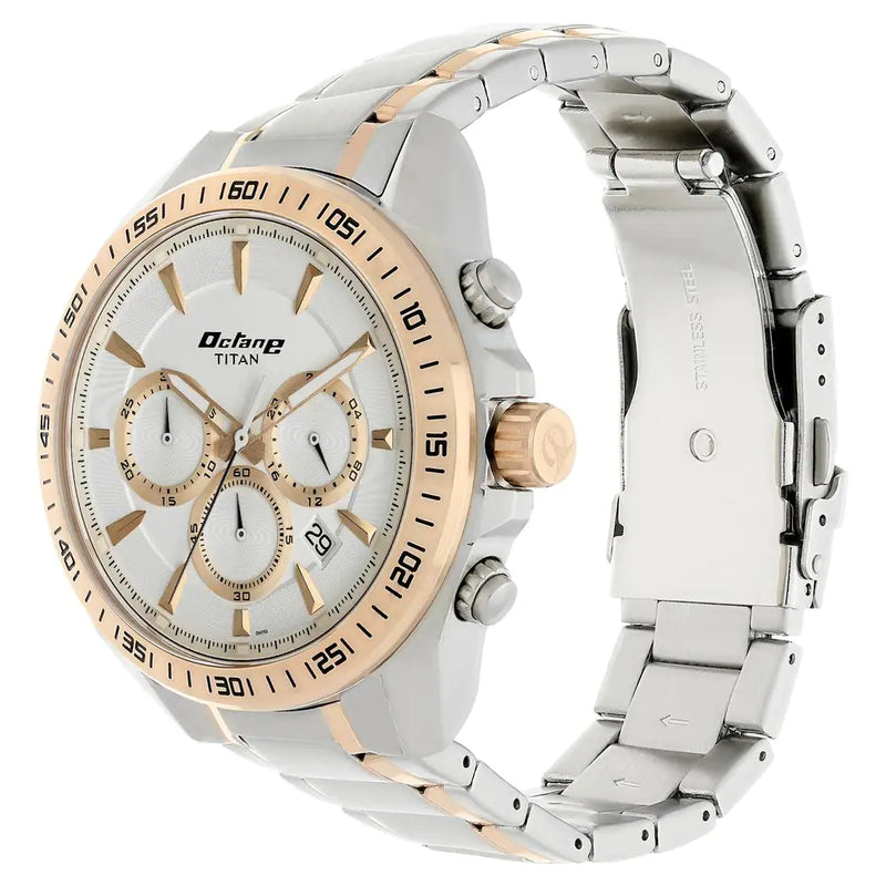 Titan Octane White Dial Stainless Steel Strap Watch - 90103KM01 - KRISHNA WATCH COMPANY