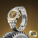 Titan Golden Heart Skeletal Automatic Analog with Silver Dial Dual-Tone Stainless Steel Strap Watch for Men 90110bm01