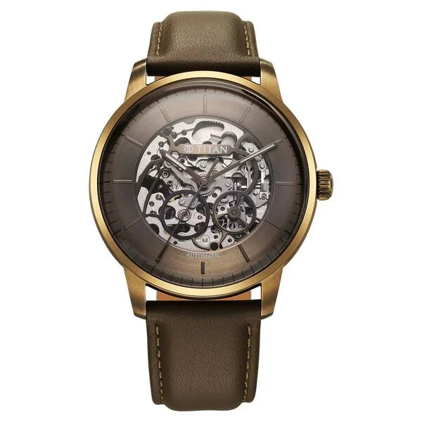 Titan Automatic Color Upgrade Brown Dial Watch For Men - 90110QL03