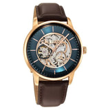 Titan Skeletal Automatic Blue Dial Brown Leather Strap Watch for Men 90110wl08