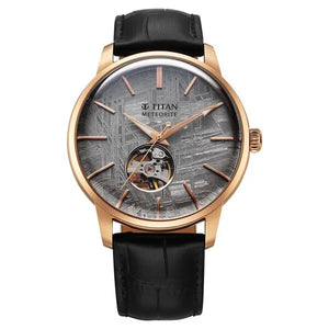 Titan Stellar Automatic Grey Dial Leather Strap Watch For Men 90110wl05 - KRISHNA WATCH COMPANY