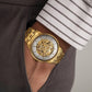 Titan Golden Heart Skeletal Automatic Analog with Silver Dial Yellow Gold Stainless Steel Strap Watch for Men 90110ym01