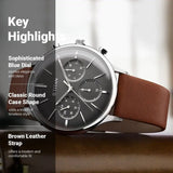 Titan Quartz Multifunction Blue Dial  Leather Strap Watch for Men - 90134SL01