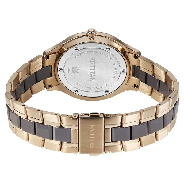 Titan Slim Ceramic Fusion Quartz Analog with Date Grey Dial Stainless Steel Strap Watch For Men 90142kd02