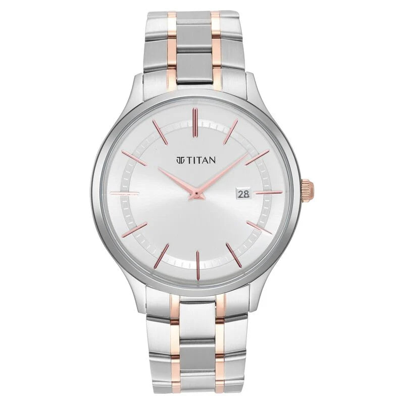 Titan Classique Slimline Silver Dial Analog steel Strap watch for Men - 90142KM01 - KRISHNA WATCH COMPANY