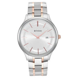 Titan Classique Slimline Silver Dial Analog with Date Stainless Steel Strap watch for Men  90142KM01