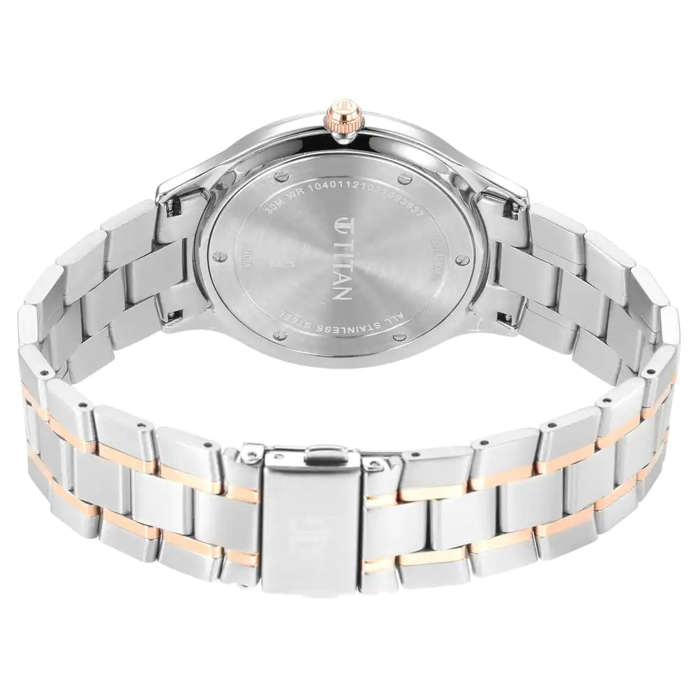 Classique Slimline Watch with Silver Dial & Two Toned Stainless Steel Strap NQ90142KM01