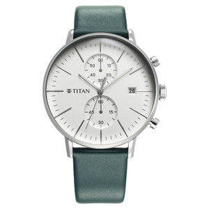 Titan Infinity Display Silver Dial Leather Strap Watch 90146SL01 - KRISHNA WATCH COMPANY