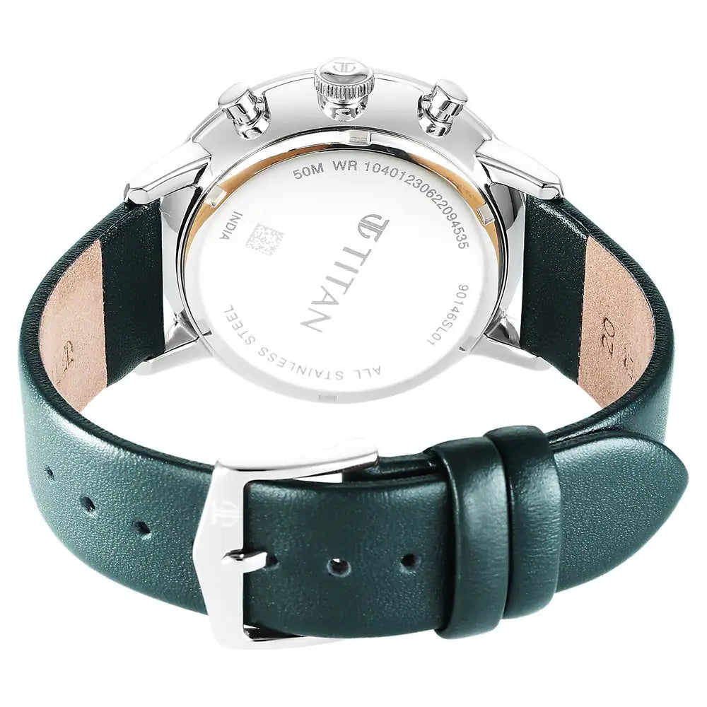 Titan Infinity Display Silver Dial Leather Strap Watch 90146SL01