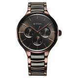 Titan Ceramic Fusion Quartz Multifunction Black Dial With Two Toned Color  Watch For Men - 90148KD05