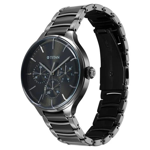 Titan Ceramic Fusion Quartz Multifunction Black Dial With Two Toned Co KRISHNA WATCH COMPANY