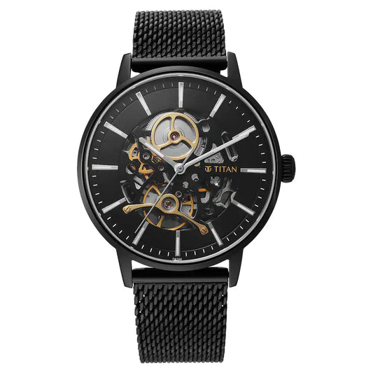 Titan Mechanical Slimline Black Dial Watch 90159NM01