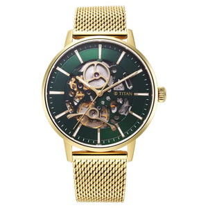 Titan Mechanical Slimline Green Dial Watch for Men - 90159YM01 - KRISHNA WATCH COMPANY