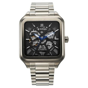 Titan Shaped Automatics Anthracite Dial Grey Stainless Steel Strap watch for Men 90162qm01 - KRISHNA WATCH COMPANY
