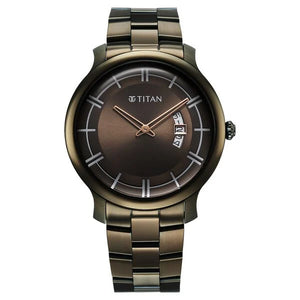 Titan Clasique Slim Quartz Analog with Date Green Dial Stainless Steel Strap Watch For Men 90170qm03 - KRISHNA WATCH COMPANY