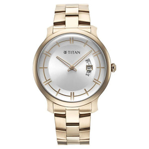Titan Classic Distincta Silver Dial Analog with Date Stainless Steel Strap watch for Men NS90170WM01 / 90170WM01 - KRISHNA WATCH COMPANY