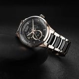 Titan Ceramic Fusion Automatic Black Dial Rose Gold Dual-Toned Watch for Men - 90174KD03