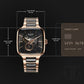 Titan Ceramic Fusion Automatic Square Black Dial Silver Dual-Toned Stainless Steel Bracelet Watch for Men 90175kd03