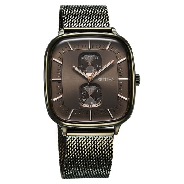 Titan Avant Garde Quartz Multifunction Brown Dial Watch For Men - 90178QM02