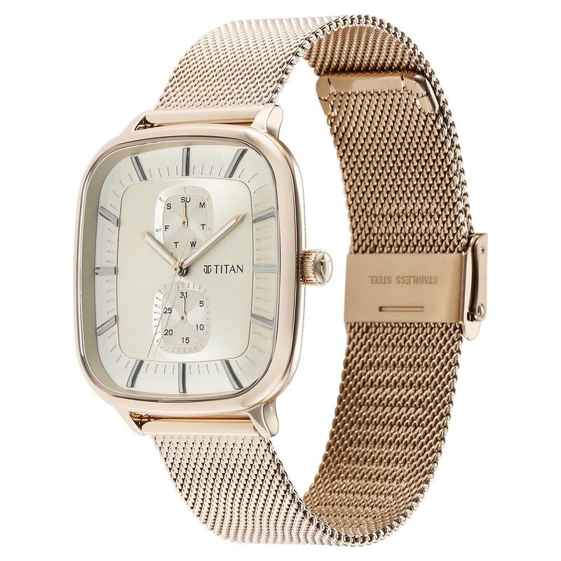 Titan Avant Garde Silver Dial Quartz Multifunction Stainless Steel Strap watch for Men 90178WM01