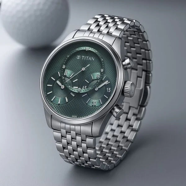 Titan Micromotors Green Dial Watch for Men 90179sm01 - KRISHNA WATCH COMPANY