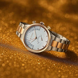 Titan Micromotors Silver Dial Dual Tone Pink Watch for Men 90180km01