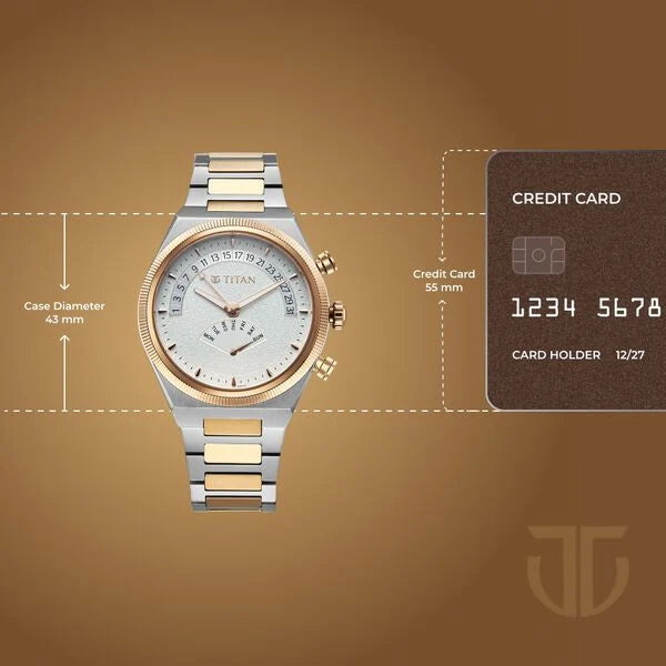 Titan Micromotors Silver Dial Dual Tone Pink Watch for Men 90180km01