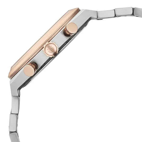 Titan Micromotors Silver Dial Dual Tone Pink Watch for Men 90180km01