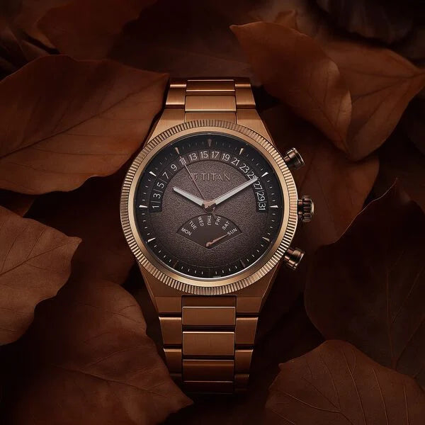 Titan Micromotors Brown Dial Watch for Men 90180qm01