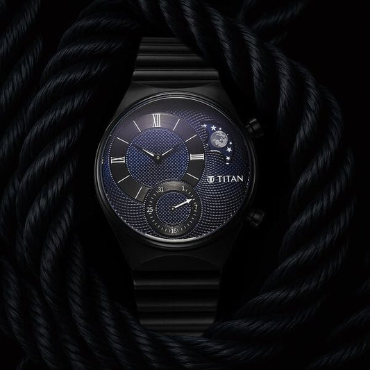 Titan Micromotors Blue Dial Watch for Men 90181nm01