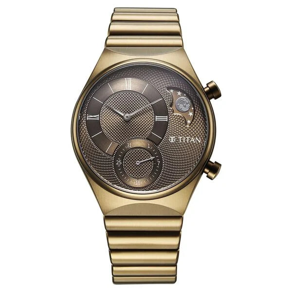 Titan Micromotors Khaki Dial Watch for Men 90181qm01 - KRISHNA WATCH COMPANY