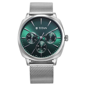 Titan Classique Suave Quartz Green Dial Silver for Men - 90189SM01 - KRISHNA WATCH COMPANY